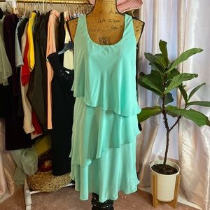Shoshanna 100% Silk Tiered Racerback Teal Dress Sz 4